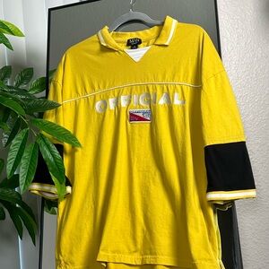 Sporty Yellow Oversized Polo Jersey